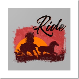 Ride - Western Cowboy Horse Riding T-Shirt Posters and Art